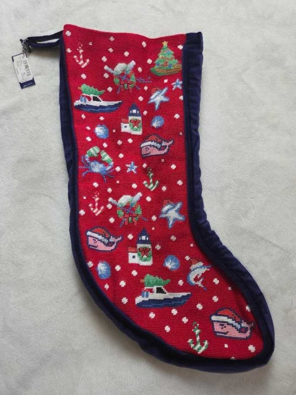 Smathers & Branson x Vineyard Vines needlepoint ocean icon Christmas stocking